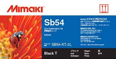 Mimaki Sb54 Black ink 2000cc (2L) Pouch (loose) (MPN: Sb542000ccK)
