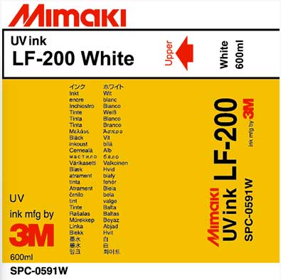 Mimaki LF-200 UV-White 600ml Ink Cartridge (MPN: SPC-0591W)