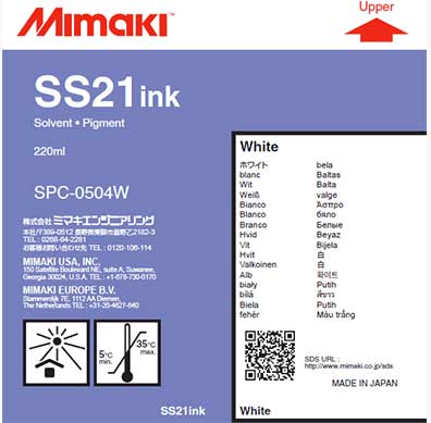Mimaki SS21 Solvent Ink 220 ml White (MPN: SPC-0504W-2)