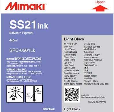 Mimaki SS21 Solvent Ink 440 ml  Light Black (MPN: SPC-0501LK)