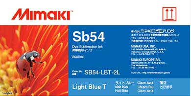 Mimaki Sb54 Light Blue ink 2000cc (2L) Pouch (loose) (MPN: Sb542000ccLB)