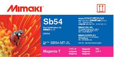 Mimaki Sb54 Magenta ink 2000cc (2L) Pouch (loose) (MPN: Sb542000ccM)