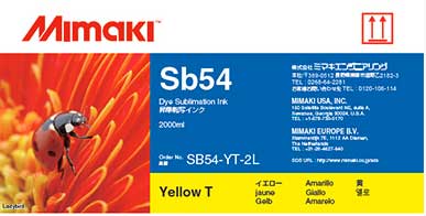 Mimaki Sb54 Yellow ink 2000cc (2L) Pouch (loose) (MPN: Sb542000ccY)